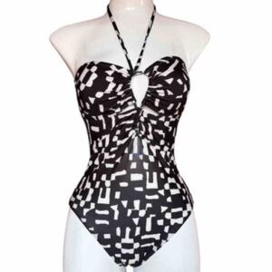Banana Republic Black & White Patterned  One-Piece Swimsuit NWT